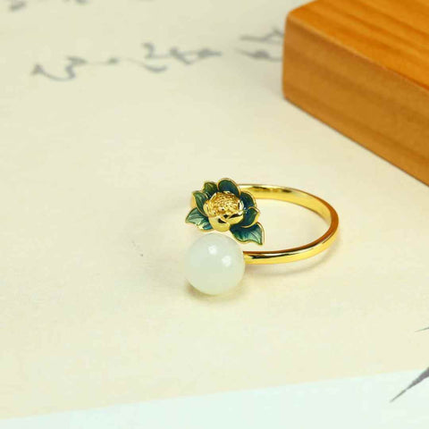 1009Q-2#s925 Cincin Perak dengan Manik-manik Giok Hetian (Batu Lepas): 8*8 cm, termasuk ongkos kirim dan pajak.