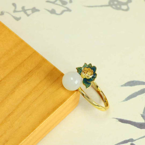 1009Q-2#s925 Cincin Perak dengan Manik-manik Giok Hetian (Batu Lepas): 8*8 cm, termasuk ongkos kirim dan pajak.
