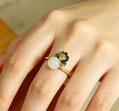 1009Q-2#s925 Cincin Perak dengan Manik-manik Giok Hetian (Batu Lepas): 8*8 cm, termasuk ongkos kirim dan pajak.