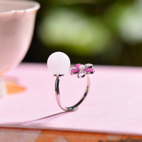 9464# Cincin enamel manik-manik giok Hetian bertatahkan perak 925, 10×10 cm, termasuk ongkos kirim dan pajak.