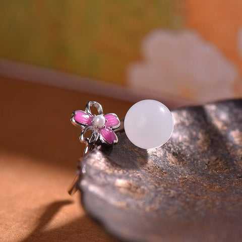 9464# Cincin enamel manik-manik giok Hetian bertatahkan perak 925, 10×10 cm, termasuk ongkos kirim dan pajak.