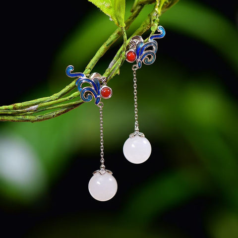 7429# Anting-anting perak sterling 925 bertatahkan manik-manik enamel giok Hetian 10mm (10 x 10mm), termasuk ongkos kirim dan pajak.
