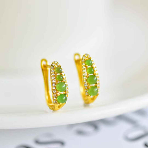 【Nama】Anting-anting Giok Hetian Bertatahkan Perak S925  【Nomor Barang】12531-2# 【Spesifikasi】Batu Mentah: 3*3 cm (termasuk ongkos kirim dan pajak)