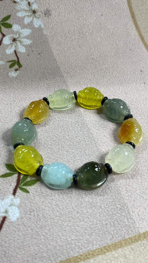 "Kekayaan dan Kemakmuran": Gelang Batu Permata Multi-Giok Xiuyan yang Indah - Kekayaan dan Kemakmuran, Bening dan Berwarna-warni (melambangkan kekayaan), Ukuran: 15,3 x 13 mm, termasuk ongkos kirim dan pajak, No. Barang 202605151529
