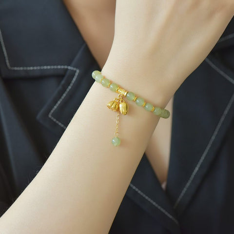 🍁🍁🍁8857-6# Gelang perak sterling 925 bertatahkan giok Hetian (bahan air jernih) dan menampilkan rumbai "Dua Kehidupan". Spesifikasi giok: manik-manik 6mm. Harga sudah termasuk ongkos kirim dan pajak.