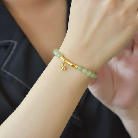 🎋🎋🎋8858-6# Gelang perak sterling 925 bertatahkan giok Hetian (bahan air jernih, berbentuk bambu, melambangkan kedamaian dan keberuntungan). Gioknya hangat dan lembut, dengan desain unik dan baru. Ukuran giok: 6mm. Termasuk ongkos kirim dan pajak.
