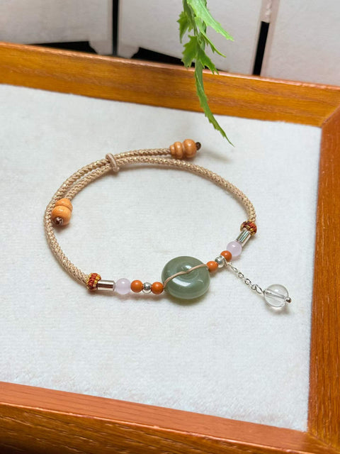 Gelang gesper pengaman giok Hetian | Kedamaian dan keberuntungan. Ukuran sekitar 14×6mm. Termasuk ongkos kirim dan pajak.