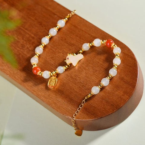 Gelang Pegasus Batu Giok Hetian Bertatahkan Perak Sterling S925 dengan Manik-manik 6mm untuk Keberuntungan dan Kekayaan  【Nomor Barang】8338Q-2# 【Spesifikasi】11×13mm Termasuk ongkos kirim dan pajak.