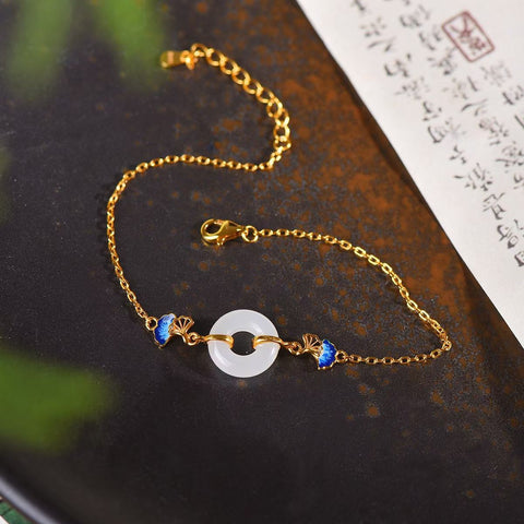 Gelang Cincin Enamel Giok Hetian Bertatahkan Perak Sterling S925  【Nomor Barang】8071-2# 【Spesifikasi】12×12 mm (termasuk ongkos kirim dan pajak)