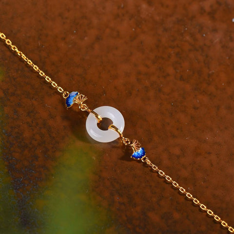 Gelang Cincin Enamel Giok Hetian Bertatahkan Perak Sterling S925  【Nomor Barang】8071-2# 【Spesifikasi】12×12 mm (termasuk ongkos kirim dan pajak)
