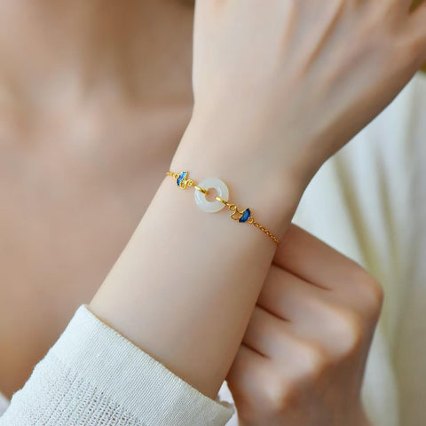 Gelang Cincin Enamel Giok Hetian Bertatahkan Perak Sterling S925  【Nomor Barang】8071-2# 【Spesifikasi】12×12 mm (termasuk ongkos kirim dan pajak)