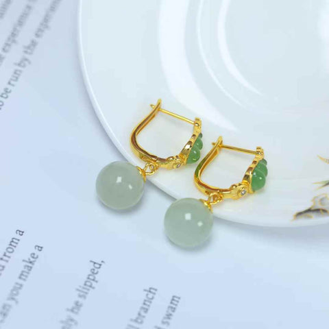 Anting Labu Manik Giok Hetian Bertatahkan Perak S925  【Nomor Barang】8388Q-2# 【Spesifikasi】Batu Mentah: 10*10 cm (termasuk ongkos kirim dan pajak)