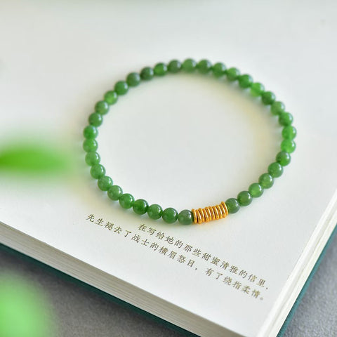 Gelang Giok Hetian Perak S925 Satu Untai  【Nomor Barang】3011# 【Ukuran】5mm 【Aksesoris】Perak S925