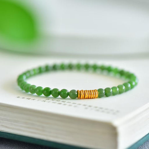 Gelang Giok Hetian Perak S925 Satu Untai  【Nomor Barang】3011# 【Ukuran】5mm 【Aksesoris】Perak S925