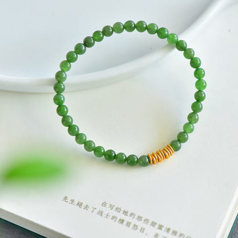 Gelang Giok Hetian Perak S925 Satu Untai  【Nomor Barang】3011# 【Ukuran】5mm 【Aksesoris】Perak S925