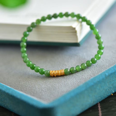 Gelang Giok Hetian Perak S925 Satu Untai  【Nomor Barang】3011# 【Ukuran】5mm 【Aksesoris】Perak S925