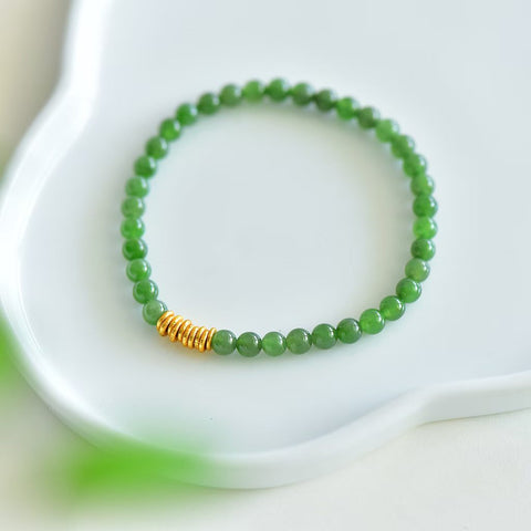 Gelang Giok Hetian Perak S925 Satu Untai  【Nomor Barang】3011# 【Ukuran】5mm 【Aksesoris】Perak S925