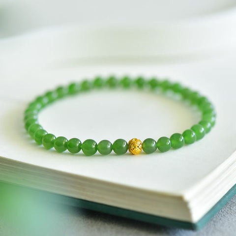 Gelang Satu Untai Giok Hetian Bola Awan Keberuntungan Perak S925  【Nomor Barang】3239# 【Ukuran】5mm 【Aksesoris】Perak S925  【Makna】Kebahagiaan dan kepuasan (termasuk ongkos kirim dan pajak)