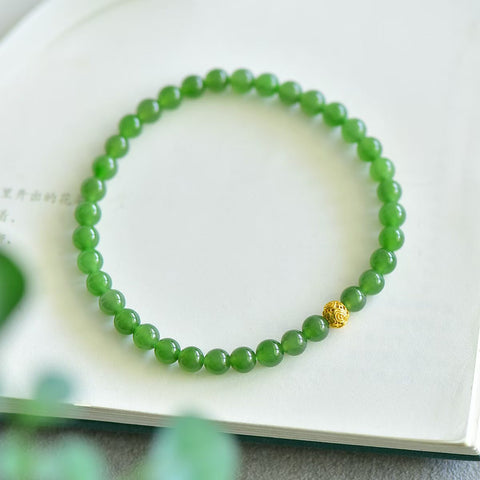 Gelang Satu Untai Giok Hetian Bola Awan Keberuntungan Perak S925  【Nomor Barang】3239# 【Ukuran】5mm 【Aksesoris】Perak S925  【Makna】Kebahagiaan dan kepuasan (termasuk ongkos kirim dan pajak)