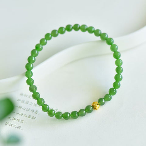 Gelang Satu Untai Giok Hetian Bola Awan Keberuntungan Perak S925  【Nomor Barang】3239# 【Ukuran】5mm 【Aksesoris】Perak S925  【Makna】Kebahagiaan dan kepuasan (termasuk ongkos kirim dan pajak)
