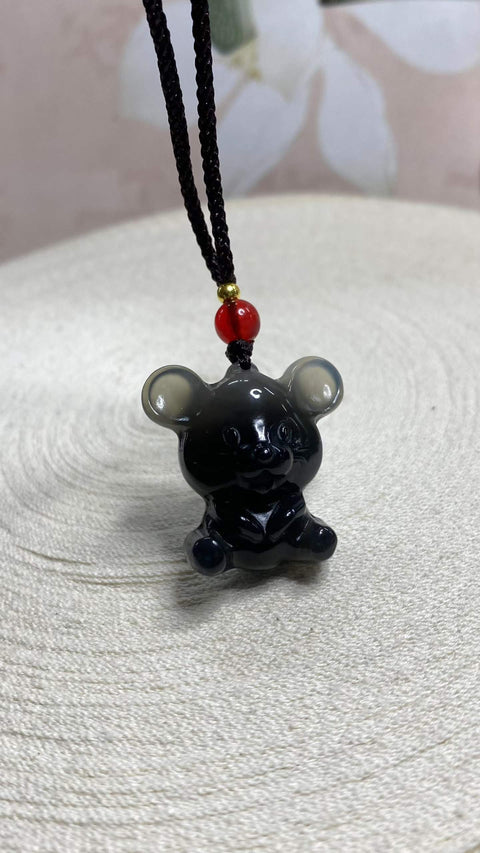 Tikus Kartun: Liontin Lukisan Tinta Giok Xiuyan yang Indah - Tikus Kartun, Ukuran: 26 x 26 mm, termasuk ongkos kirim dan pajak.