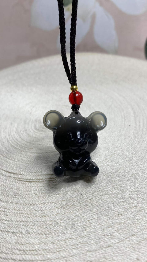 Tikus Kartun: Liontin Lukisan Tinta Giok Xiuyan yang Indah - Tikus Kartun, Ukuran: 26 x 26 mm, termasuk ongkos kirim dan pajak.