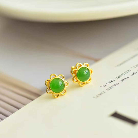 【Nama】Anting-anting Cabochon Giok Hetian Bertatahkan Perak Sterling S925  【Nomor Barang】12197-2# 【Spesifikasi】Batu Mentah: 5*5 cm Termasuk ongkos kirim dan pajak.