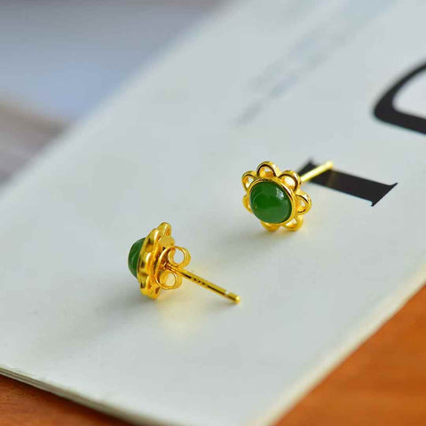 【Nama】Anting-anting Cabochon Giok Hetian Bertatahkan Perak Sterling S925  【Nomor Barang】12197-2# 【Spesifikasi】Batu Mentah: 5*5 cm Termasuk ongkos kirim dan pajak.