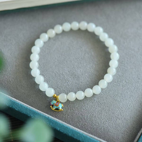 3176# Gelang giok putih Hetian dipadukan dengan perak S925, model kuda goyang, 6mm, 29 butir. Gelang manik-manik giok putih yang indah, warnanya yang lembut memancarkan keanggunan feminin. Termasuk ongkos kirim dan pajak.