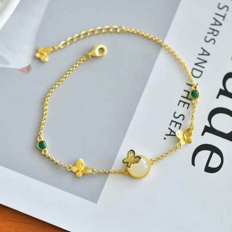 【Nama】Gelang Kupu-kupu Giok Hetian Bertatahkan Perak S925  【Nomor Barang】6085-2#  【Spesifikasi】Batu kasar: 8*8 cm (Termasuk ongkos kirim dan pajak)