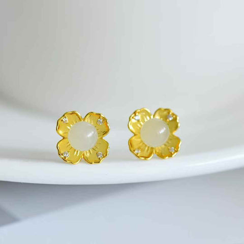 【Nama】Set Anting Perak Sterling S925 dengan Manik Giok Hetian  【Nomor Barang】8397Q-2#  【Spesifikasi】Batu Giok: 6*6 cm (Termasuk ongkos kirim dan pajak)
