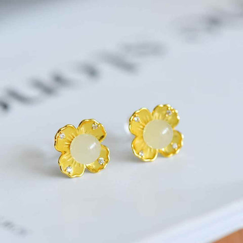【Nama】Set Anting Perak Sterling S925 dengan Manik Giok Hetian  【Nomor Barang】8397Q-2#  【Spesifikasi】Batu Giok: 6*6 cm (Termasuk ongkos kirim dan pajak)