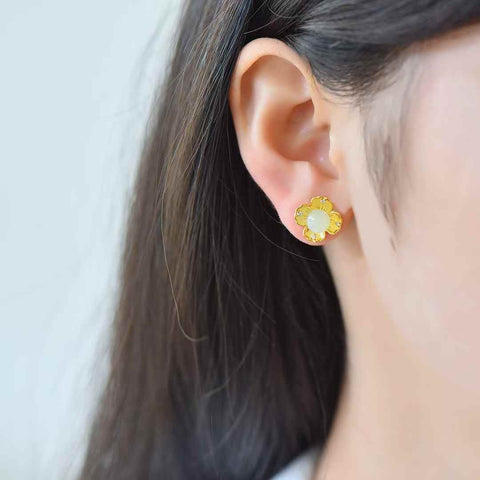 【Nama】Set Anting Perak Sterling S925 dengan Manik Giok Hetian  【Nomor Barang】8397Q-2#  【Spesifikasi】Batu Giok: 6*6 cm (Termasuk ongkos kirim dan pajak)