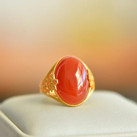 🎈🎈🎈M21073-6# Cincin Perak Sterling 925 Berukir dengan Batu Akik Merah, Ukuran: 13*18 cm, termasuk ongkos kirim dan pajak.