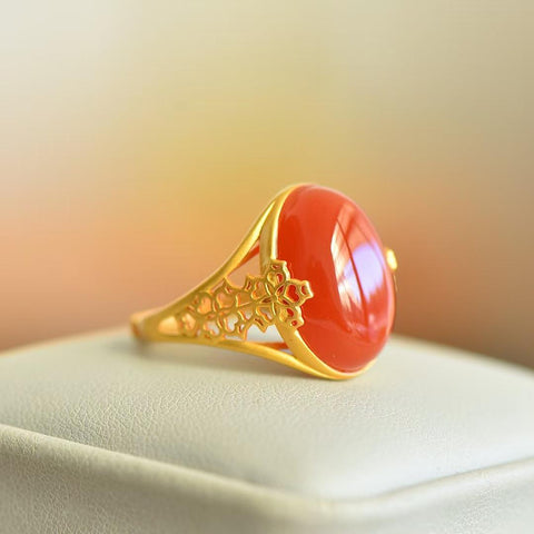 🎈🎈🎈M21073-6# Cincin Perak Sterling 925 Berukir dengan Batu Akik Merah, Ukuran: 13*18 cm, termasuk ongkos kirim dan pajak.