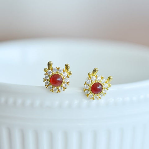 🌸🌸🌸M22234-2# Anting Naga Perak Sterling 925 Bertatahkan Agate Merah, Ukuran: 4*4, Termasuk ongkos kirim dan pajak.
