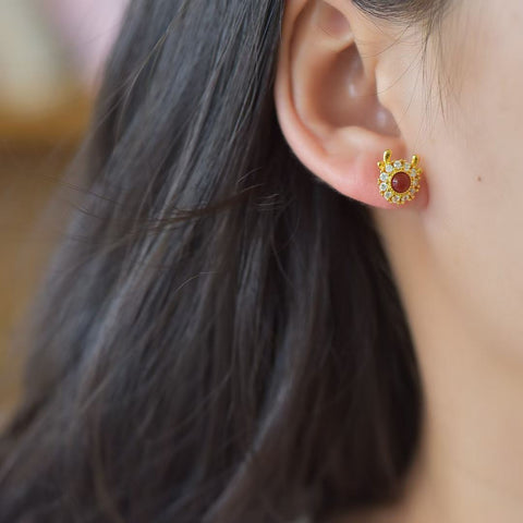 🌸🌸🌸M22234-2# Anting Naga Perak Sterling 925 Bertatahkan Agate Merah, Ukuran: 4*4, Termasuk ongkos kirim dan pajak.