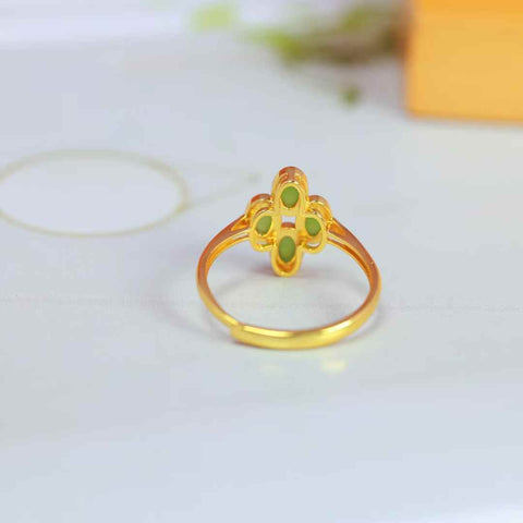 11229# Cincin perak s925 bertatahkan giok Hetian berbentuk daun semanggi empat helai 🍀 (batu permata: 3*5, termasuk ongkos kirim dan pajak)