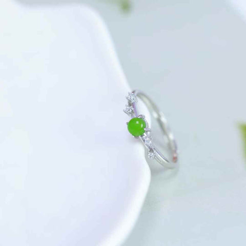 11228# Cincin Cabochon Giok Hetian Bertatahkan Perak S925 (4*4) - Termasuk ongkos kirim dan pajak.
