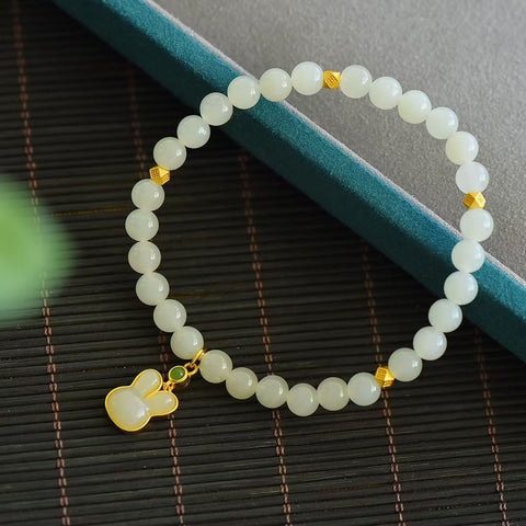 22111#6m Gelang kelinci giok putih Hetian (tanpa berat atau pajak)