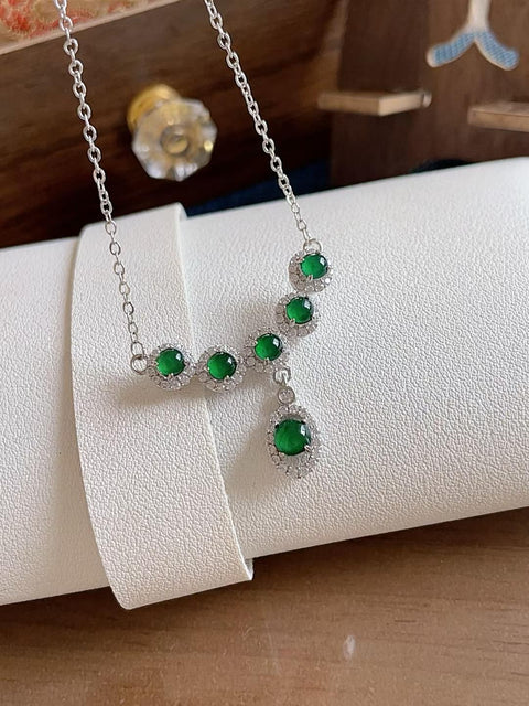 Kalung tulang selangka giok alami, material tambang lama, ukuran 0,4, termasuk ongkos kirim dan pajak.