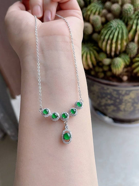 Kalung tulang selangka giok alami, material tambang lama, ukuran 0,4, termasuk ongkos kirim dan pajak.