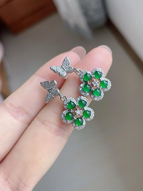 Anting-anting giok alami, material tambang lama, baru, 188mm, tekstur halus dan lembut, tembus pandang yang sangat baik, warna hijau cerah, sudah termasuk ongkos kirim dan pajak.