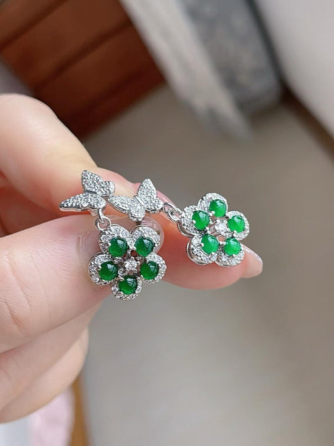 Anting-anting giok alami, material tambang lama, baru, 188mm, tekstur halus dan lembut, tembus pandang yang sangat baik, warna hijau cerah, sudah termasuk ongkos kirim dan pajak.