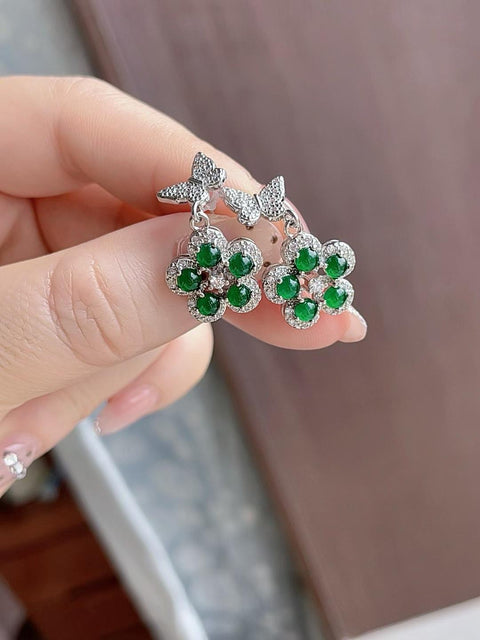 Anting-anting giok alami, material tambang lama, baru, 188mm, tekstur halus dan lembut, tembus pandang yang sangat baik, warna hijau cerah, sudah termasuk ongkos kirim dan pajak.