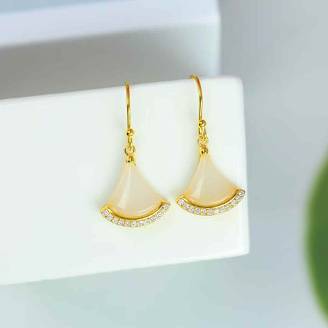 8506#s925 Anting Mini Giok Hetian Bertatahkan Perak (Batu Lepas: 10*10 mm) Termasuk ongkos kirim dan pajak.