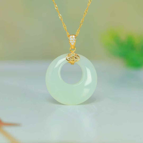 0443#s925 Liontin Cincin Perdamaian Giok Hetian Bertatahkan Perak (Batu Lepas): 23*23mm, termasuk ongkos kirim dan pajak.