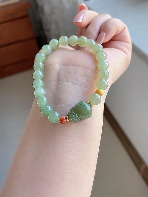 Gelang giok Hetian alami, material tambang lama, diameter 8mm, termasuk ongkos kirim dan pajak.