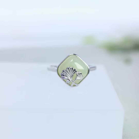 Cincin perak 1100#S925 bertatahkan batu giok Hetian berbentuk kubus: 10*10 (termasuk ongkos kirim dan pajak)