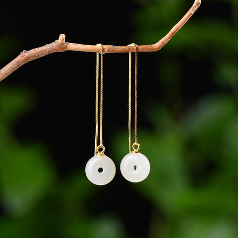 Anting-anting gesper pengaman giok Hetian bertatahkan perak 5115-2#s925, 10×10 cm, termasuk ongkos kirim dan pajak.